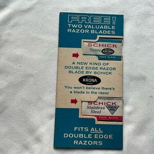 Vintage Schick Krona Edge Advertising Promotion Two Free Blades USA
